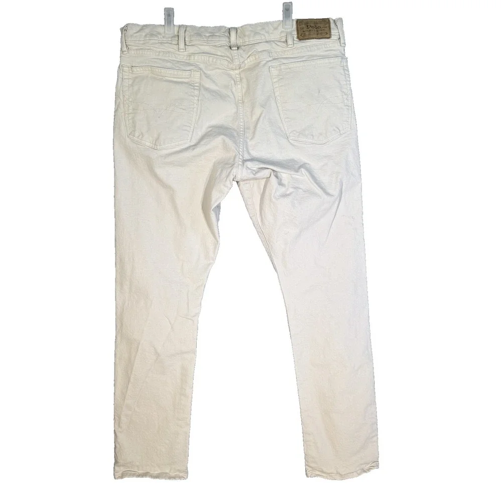 Polo Ralph Lauren Jeans Mens 40x32 Cream White Sullivan Slim Denim Pants Stretch